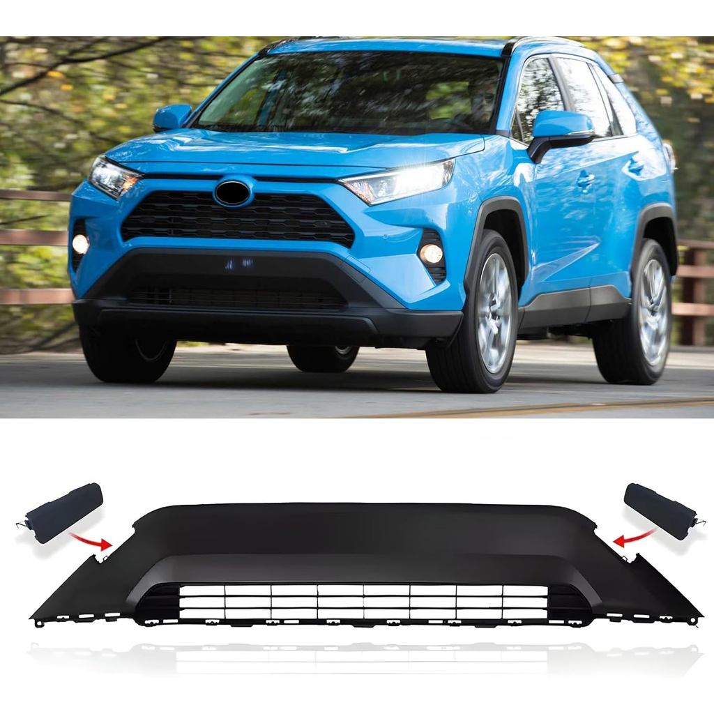 PENSUN ตะแกรงกันชนหน้า Lower Grill Fit สําหรับ Toyota RAV4 2019-2024, กันชนพลาสติกสีดํา w/Tow Hook C