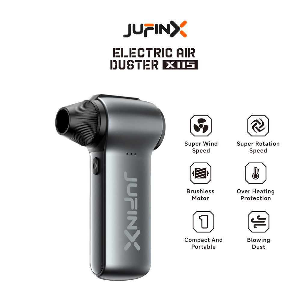 Jufinx X115 เครื่องเป่าลมมอเตอร์เทอร์โบ แบบพกพา แบตเตอรี่ 2500mAh เครื่องเป่าลมไฟฟ้า