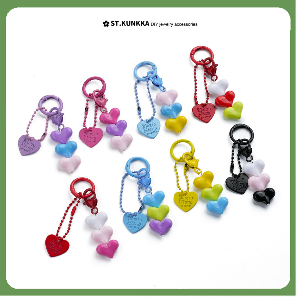 ST.KUNKKA พวงกุญแจลูกปัดหัวใจเรซินอัลลอยด์