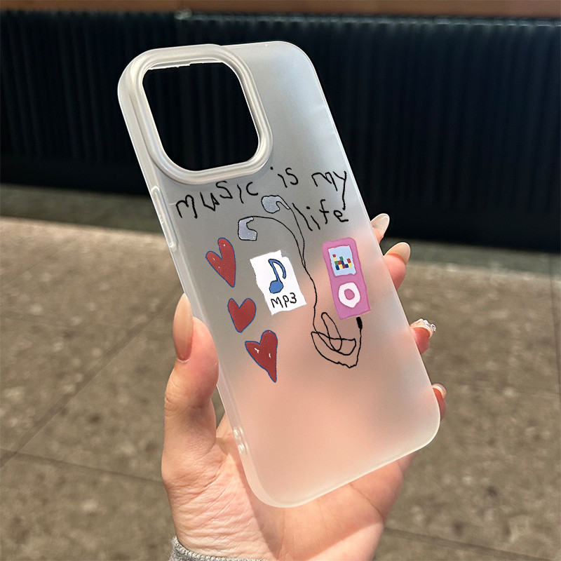 ดนตรีภาพวาดเส้นเรียบง่าย สําหรับ iphone 16 Pro Max  ผิวเคลือบด้าน 17 15 14 XR 13 12 11 8 7 Plus X Xs - รูปที่ 7