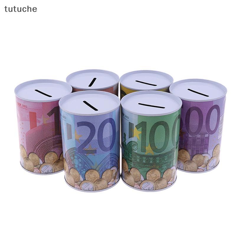 Tutu Euro Dollar Money Box ปลอดภัยกระบอก Piggy Bank Bank สําหรับเหรียญกล่องฝาก VN