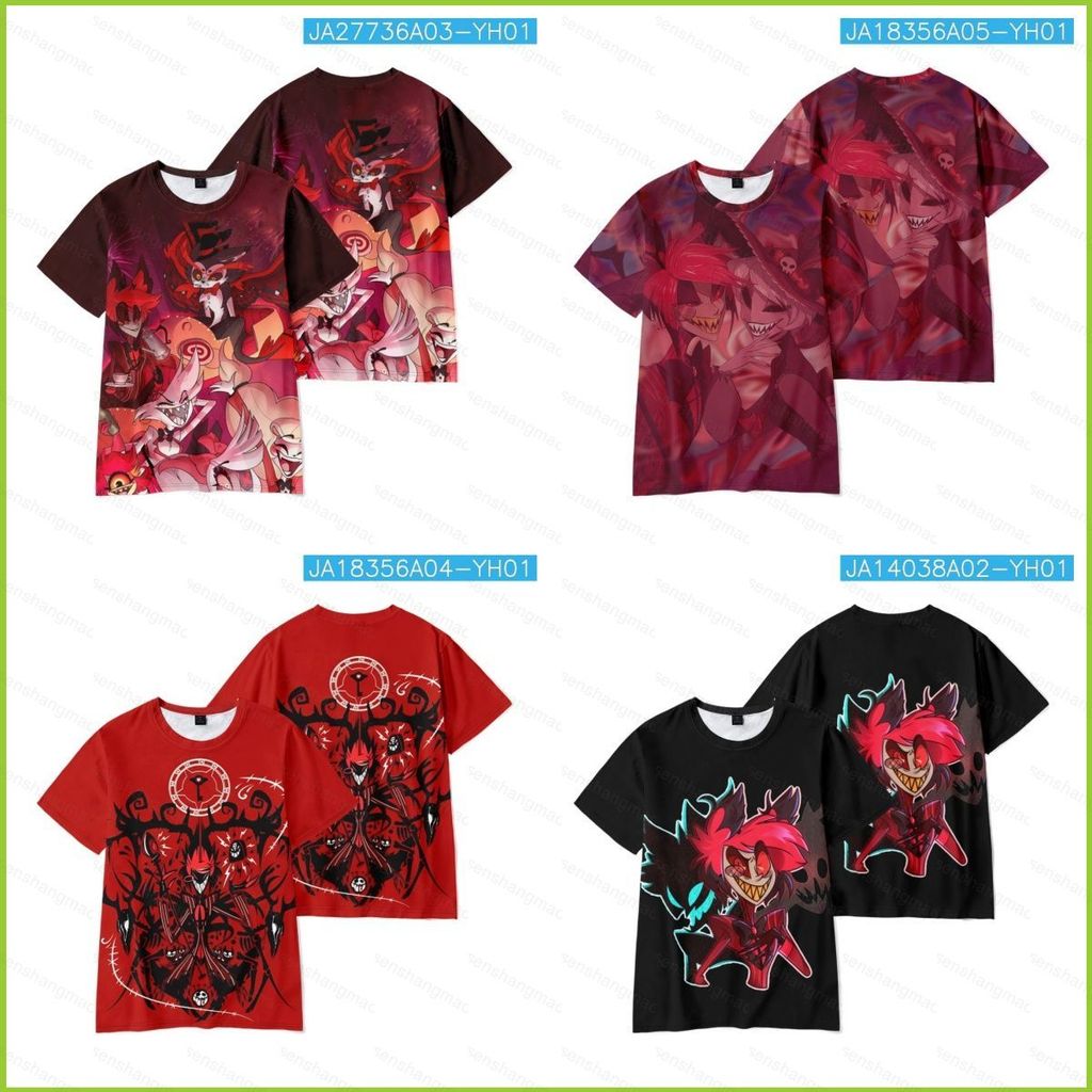 PS2 Hazbin โรงแรมคอสเพลย์ผ้า 3D ฤดูร้อนเสื้อยืดอะนิเมะแขนสั้น SP2