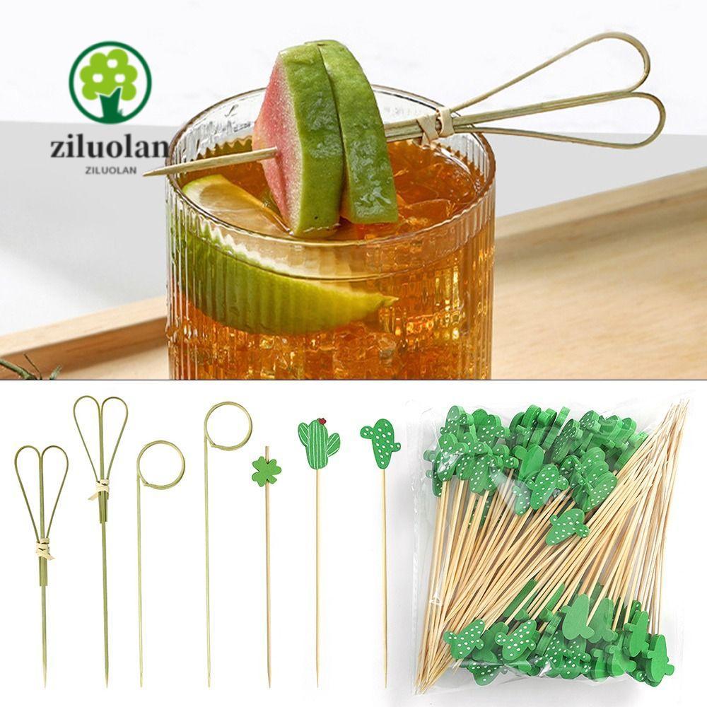 Ziluolan 100 ชิ้น ผลไม้ แท่ง ใช้แล้วทิ้ง สร้างสรรค์ ค็อกเทล ตกแต่งปาร์ตี้ ตกแต่งห้องครัว & บาร์ แท่งไม้ไผ่