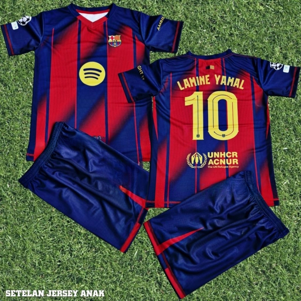 เสื้อฟุตบอลเด็ก BARCA Lamine Yamal 2025-26 / ชุดฟุตบอลเด็กล่าสุด / เสื้อฟุตบอลหนานุ่ม / ชุดกีฬากีฬากลางแจ้ง unisex ที่ไม่ร้อน ดูดซับเหงื่อ