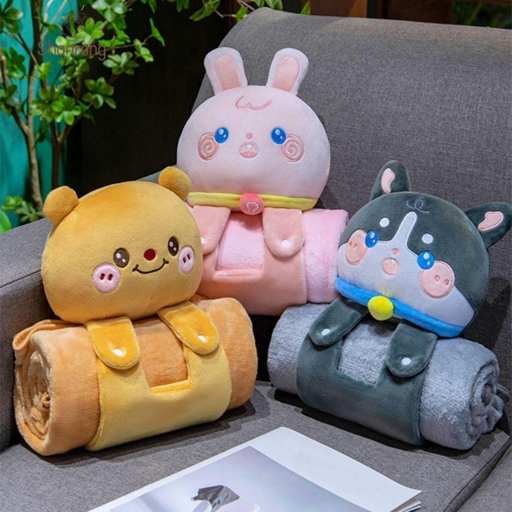 ชานตง ผ้าห่มตุ๊กตาการ์ตูน,หมีเนยพับปีใหม่โยนผ้าห่ม,ผ้าห่มแบบพกพานุ่มอบอุ่นปุยโยนสบายผ้าห่มสักหลาดห้องนั่งเล่น