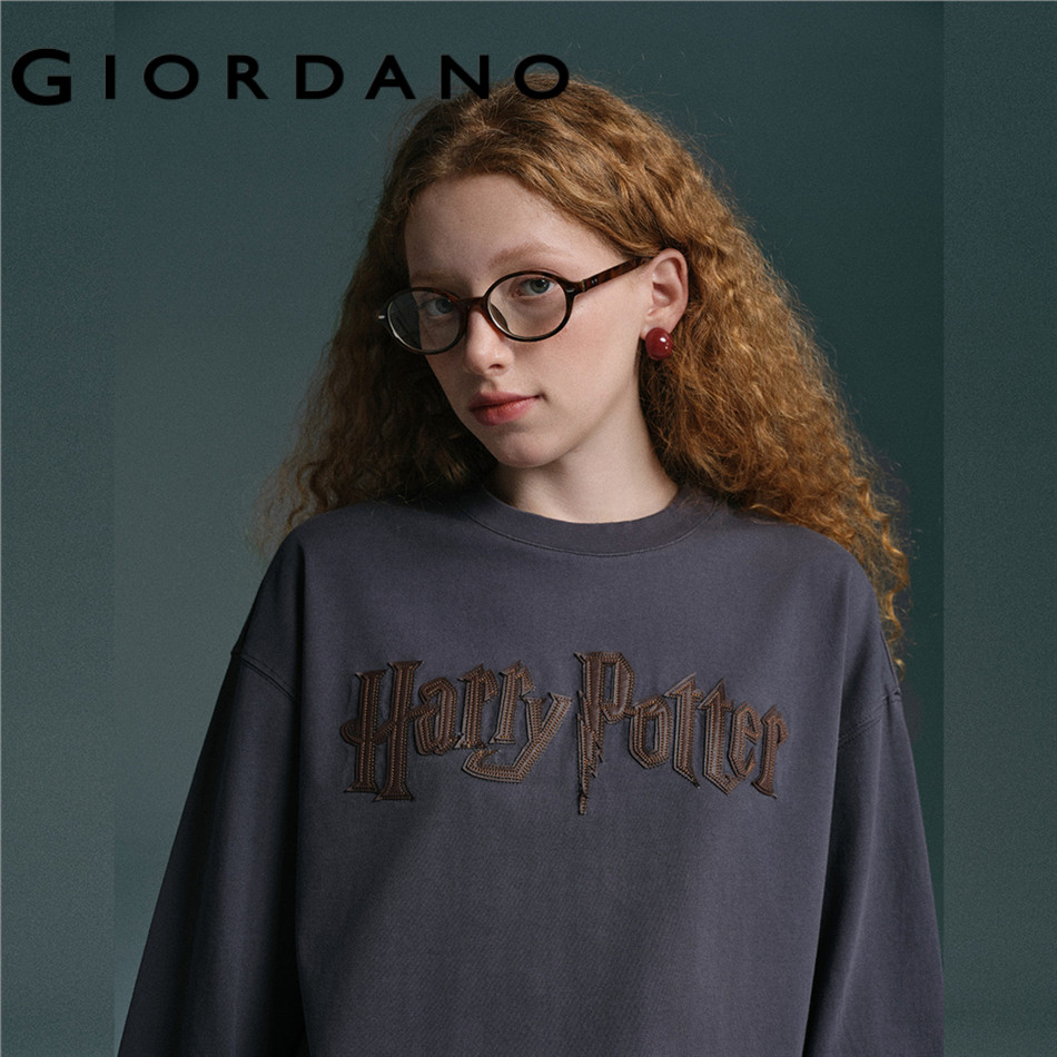 GIORDANO WOMEN Harry Potter leather embroidered long sleeve tee 18325633
