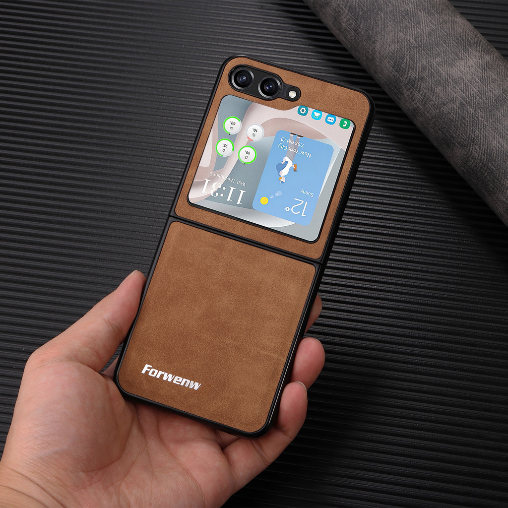 เคส Case for Samsung Galaxy Z Flip 6 5 4 3 5G หนัง PU พร้อมช่องใส่การ์ดกระเป๋าปกหลัง กันชนโทรศัพท์มื