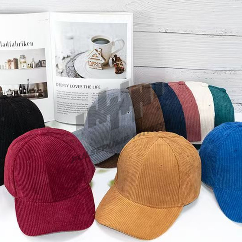 หมวกเบสบอล ผ้าลูกฟูก สีพื้น อเนกประสงค์ ลําลอง แบบเรียบง่าย เส้นรอบวงศีรษะใหญ่ทำให้ใบหน้าเล็กลง