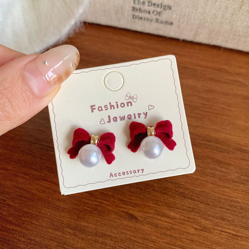 ต่างหูโบว์เข็มเงินสำหรับเทศกาลตรุษจีนและงานแต่งงาน พร้อมสไตล์ปีใหม่ - รูปที่ 5