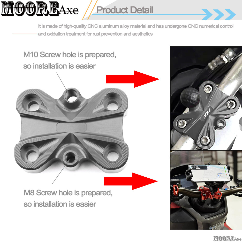 Mooreaxe รถจักรยานยนต์สําหรับ DAYANG MOTO ADV150 VRC150 V150T Handlebar ความดัน Riser รหัสฝาครอบด้านบน Mount Clamp M8/M10 เตรียมสกรูรู