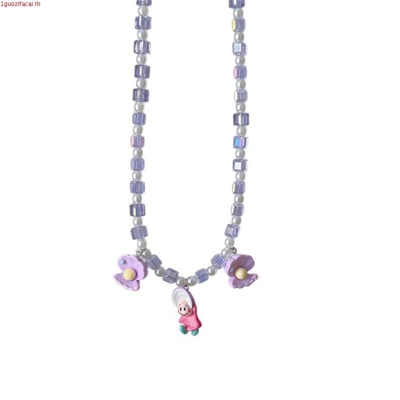 สร้อยคอมุกสีขาว Amethyst Oyster Baby Shell สไตล์เกาหลีและญี่ปุ่น ฤดูร้อน พร้อมลูกปัด Clavicle Chain 
