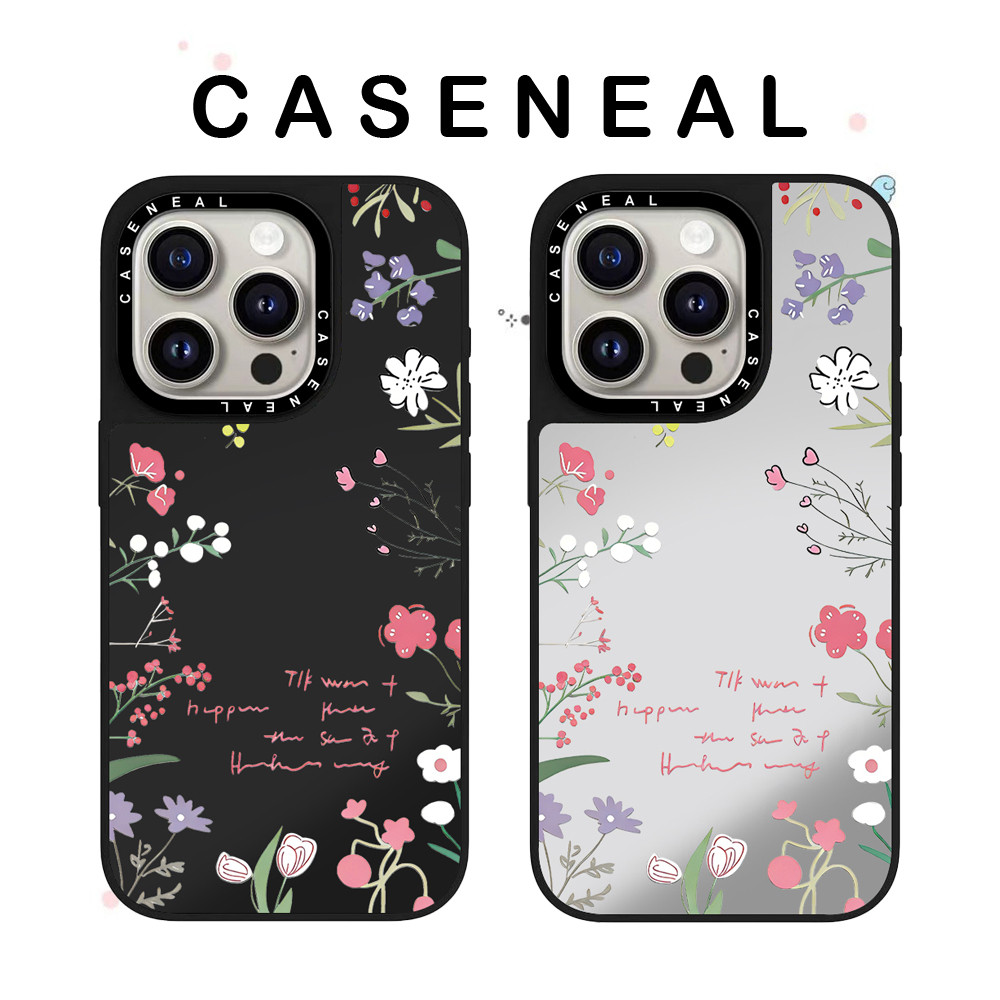 CASENEAL ดอกไม้ภาษาอังกฤษกระจกโปร่งใสเคสโทรศัพท์เหมาะสําหรับiPhone 17ProMax 17pro 17 air 16promax 16 15promax 15 14promax 13 13Promaxแฟชั่นAnti Drop Hard Case