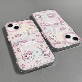 เคสไอโฟน11 ซีรี่ส์การ์ตูนสีชมพู สำหรับ iPhone 15 11 13 17 Pro Max 14 12 Pro Max 7Plus XR X XS Max 8 7 14 15 Plus SE 2020
