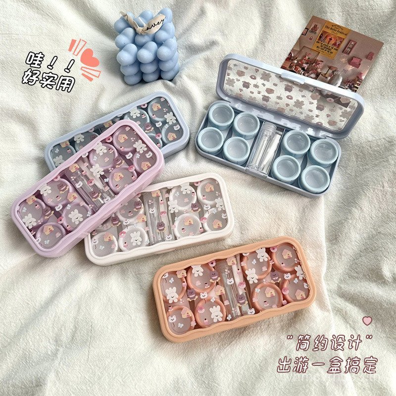 กล่องใส่คอนแทคเลนส์ กล่องใส่คอนแทคเลนส์เครื่องสําอางกล่องเก็บกล่องดูแลแบบพกพาหลายคู่ความจุขนาดใหญ่ออ