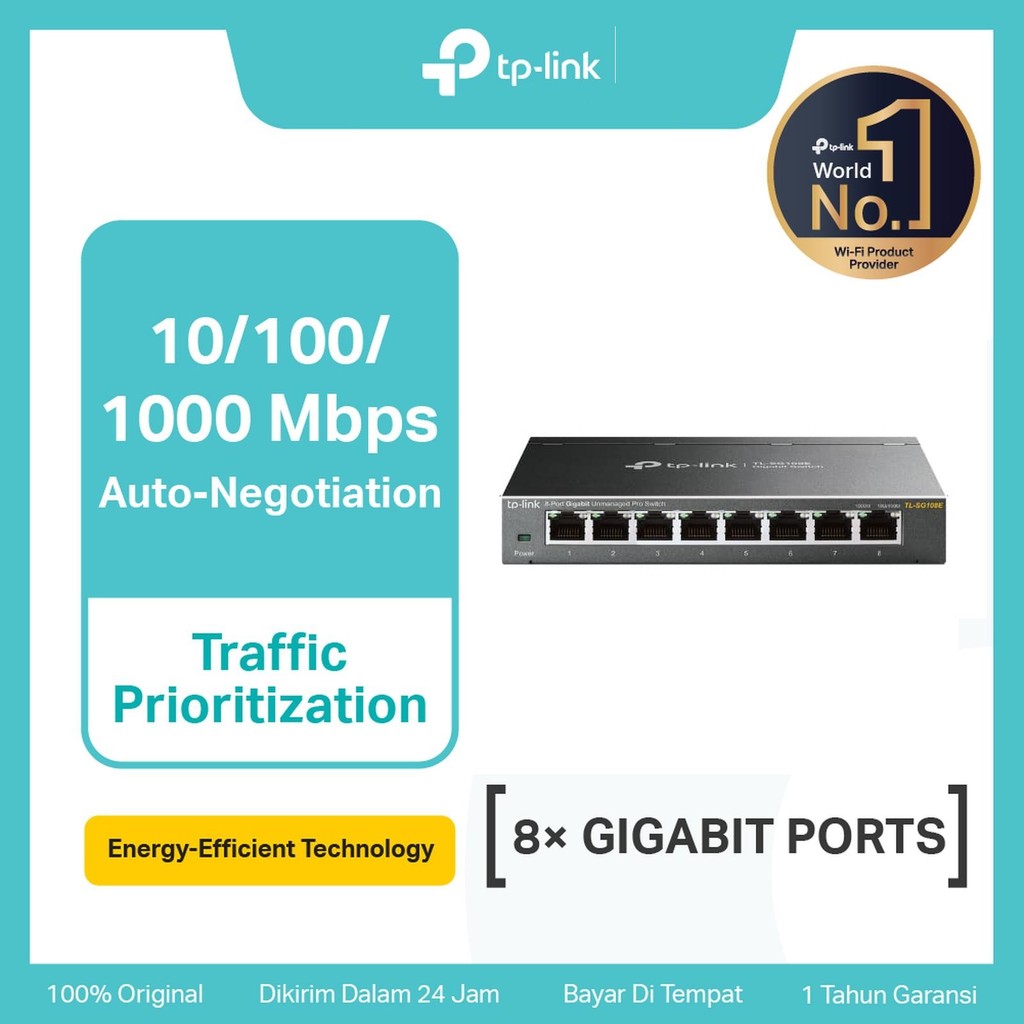 TPLink TL-SG108E Easy Switch Hub Network Network Network 8 Port Gigabit Iron Metal N3