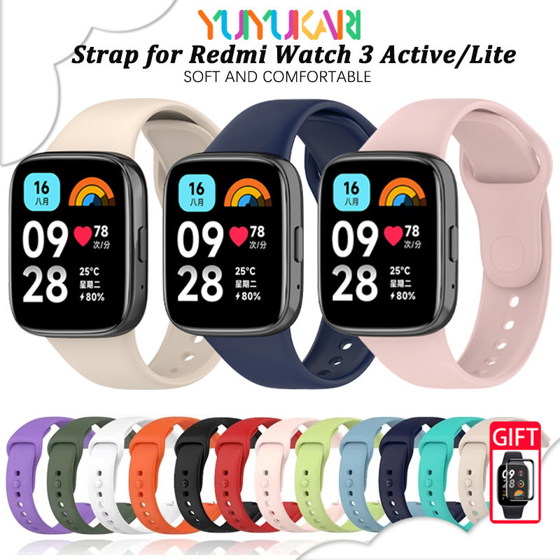 ฟิล์มกระจกนิรภัย สายนาฬิกาสปอร์ตซิลิโคนนิ่ม สำหรับ for Redmi Watch 3 Active/3 Lite สายยาง แผ่นป้องกันหน้าจอ อุปกรณ์เสริม