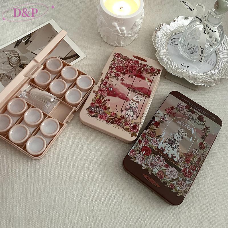 Solitudered 6 คู่คอนแทคเลนส์แบบพกพากล่องคอนแทคเลนส์สําหรับนักศึกษาความงาม VN