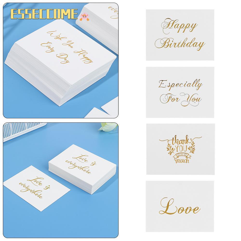 ESSECCOME 50 ชิ้นการ์ดอวยพรสีขาว 6x8 ซม.ออกแบบงานแต่งงานขอบคุณ