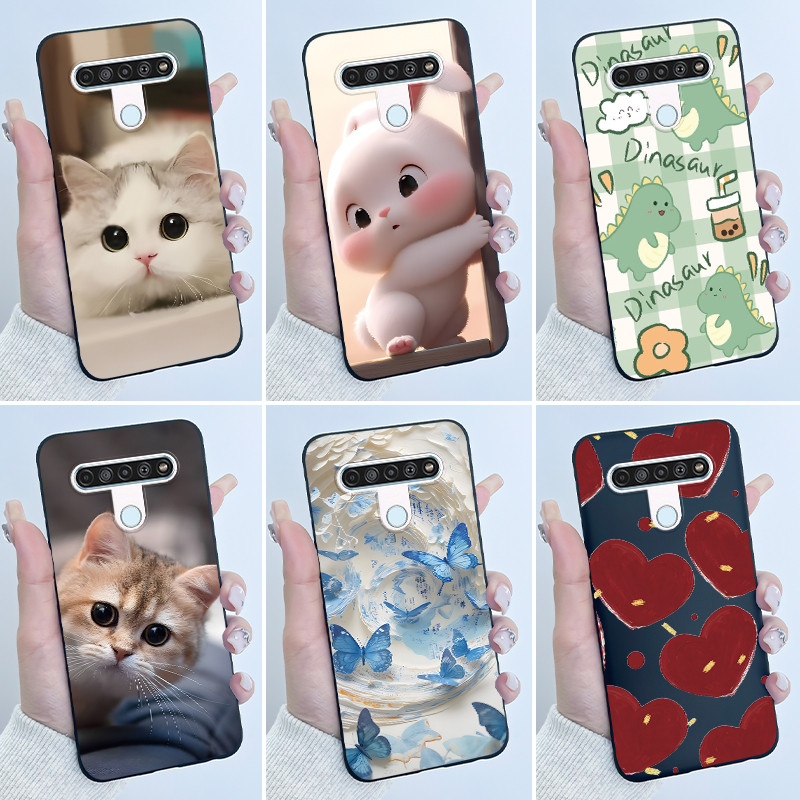 เคสน่ารักสําหรับ LG Q61 / LG K61 / LG Q70 การพิมพ์เชลล์ฝาครอบป้องกันซิลิโคนอ่อนนุ่มการ์ตูนปลอกสีดํา