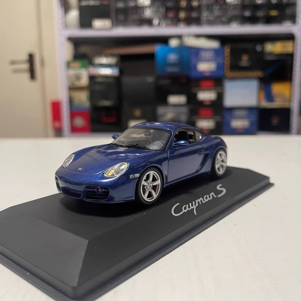 1: 43 Schuco Schuco Porsche Cayman Porsche Cayman S 987 โมเดลรถสีน้ําเงิน