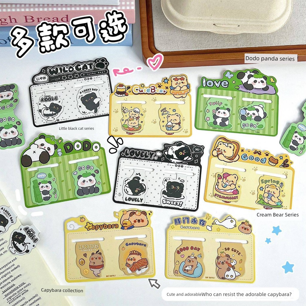 กระดาษโน๊ต postit น่ารัก การ์ตูนน่ารักคาปิบาร่ามูลค่าสูงป้ายหน้าหนังสือแม่เหล็กสไตล์ ins ที่เรียบง่า