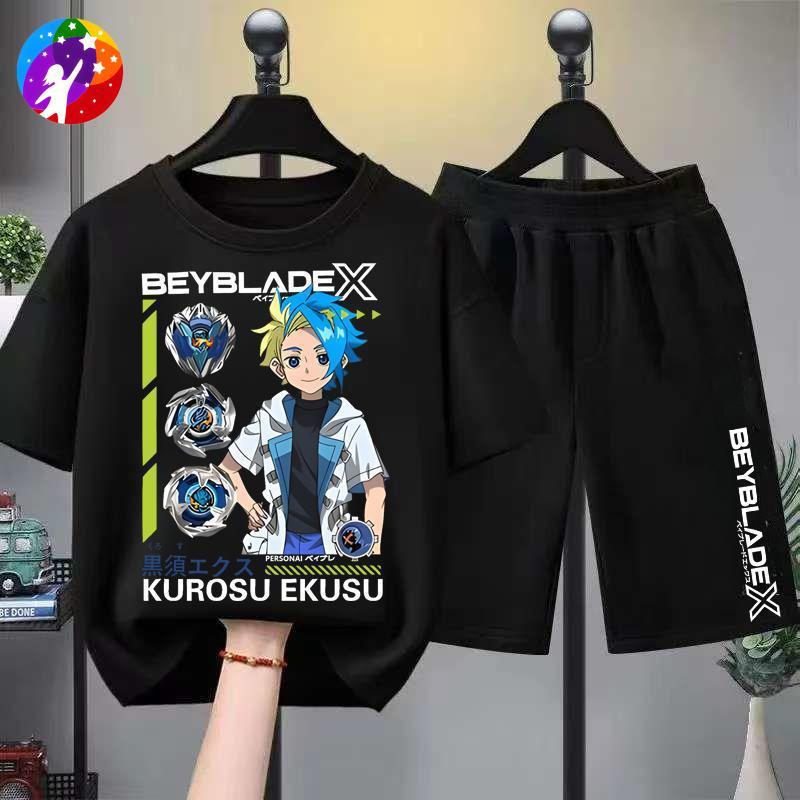 [COD]Peipeiqi kidsเสื้อยืดเด็ก BEYBLADE Xเสื้อยืดเด็ก ชุดสูทเด็กผู้ชาย ชุดลำลอง 2 ชิ้น แฟชั่น สำหรับเด็กชาย