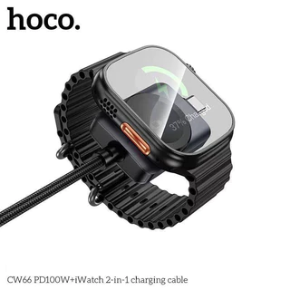 HOCO CW66 2in1 แท่นชาร์จนาฬิกา iOS Watch + สายชาร์จเร็ว TC-TC 100W PD ชาร์จไว ครบในเส้นเดียว hc6