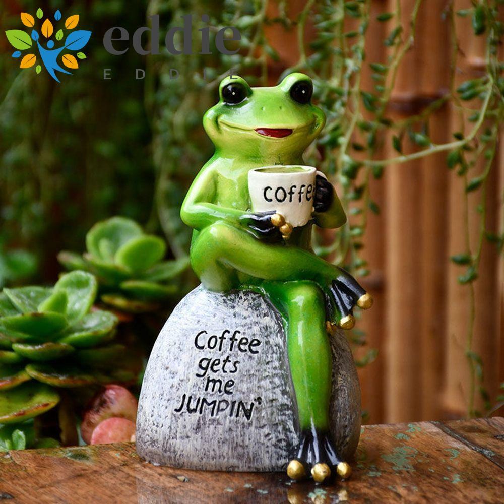 EDIE ตุ๊กตากบสําหรับลานในร่มกลางแจ้งส่วนบุคคลกบสะสมนั่งบนหินสร้างสรรค์น่ารัก Mascot