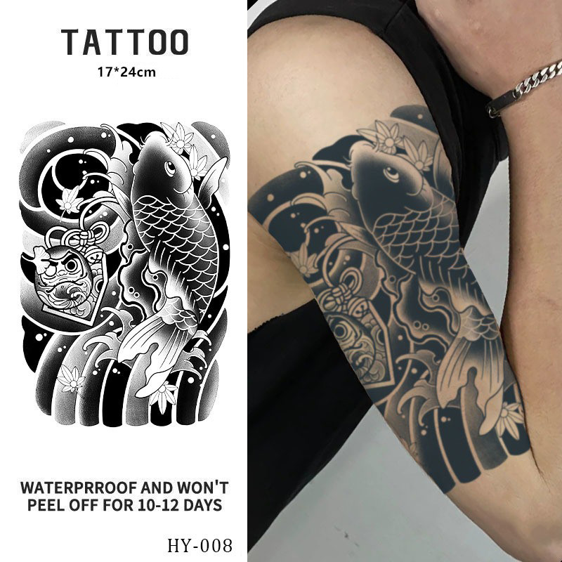 XYY23【ZERO Tattoo】48cm*34cm;17*24cm; lasting15 วันกันน้ํา Wolf Head Design สติ๊กเกอร์รอยสักกึ่งถาวรสําหรับผู้ชายผู้หญิง