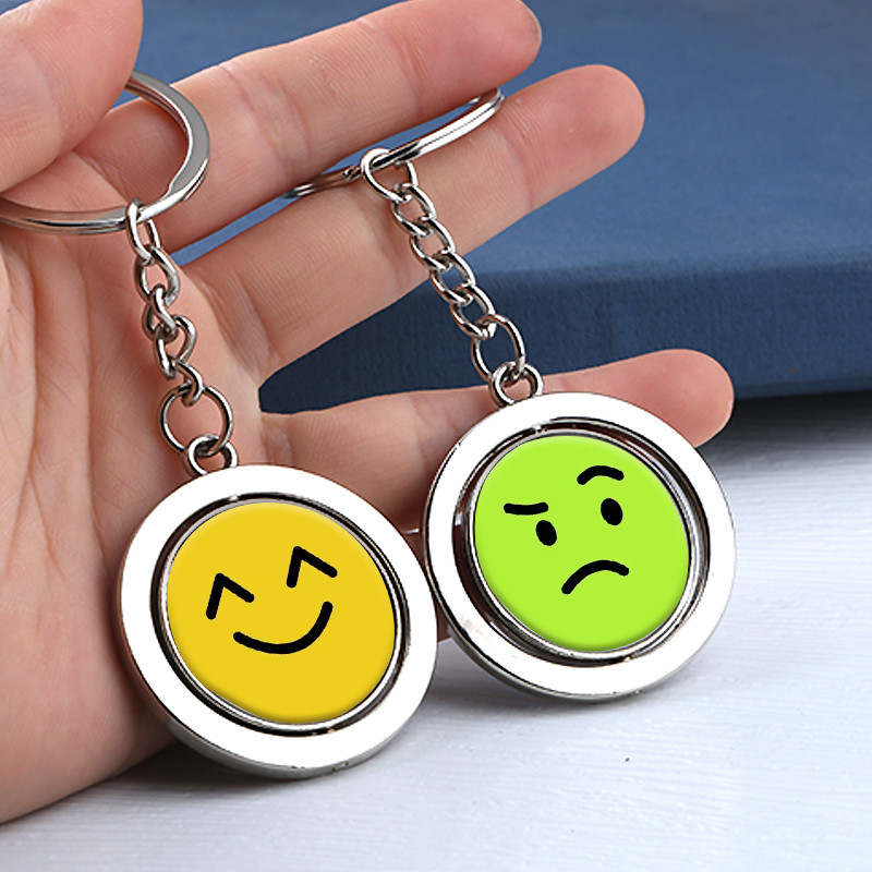 monster monster university Mon3tr แท็กแสดงออกขนาดเล็กจี้อารมณ์สามารถปรับแต่งพวงกุญแจโลหะหมุนได้สองด้