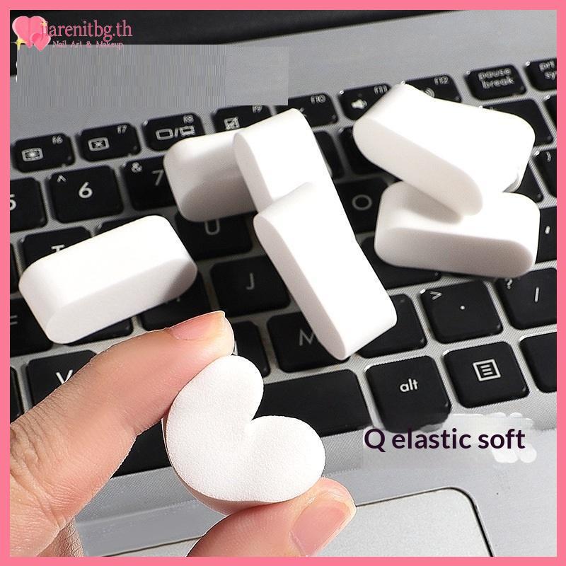 RENBG 10 ชิ้นฟองน้ําแต่งหน้านุ่มเปียกและแห้งใช้พัฟสีขาว Foundation คอนซีลเลอร์ Smearing Puff เครื่อง