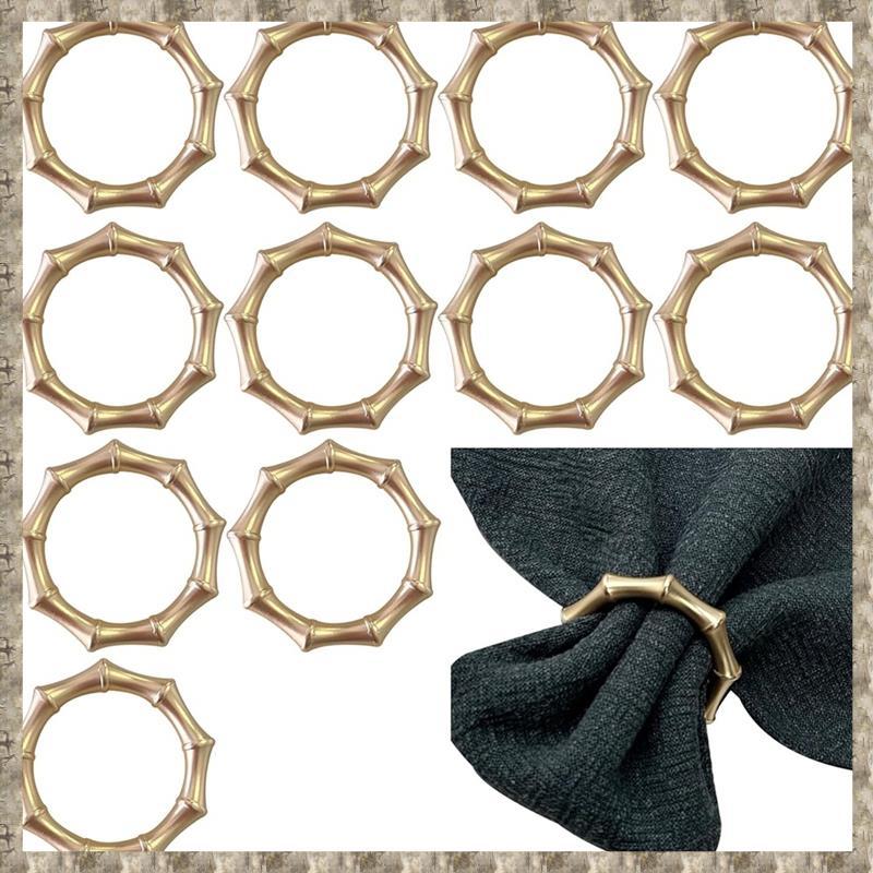 [zv0lma8i] 12ชิ้นแหวนผ้าเช็ดปากไม้ไผ่ข้อนิ้วสไตล์ทองผู้ถือผ้าเช็ดปากแหวนสําหรับตกแต่งโต๊ะ,งานแต่งงาน