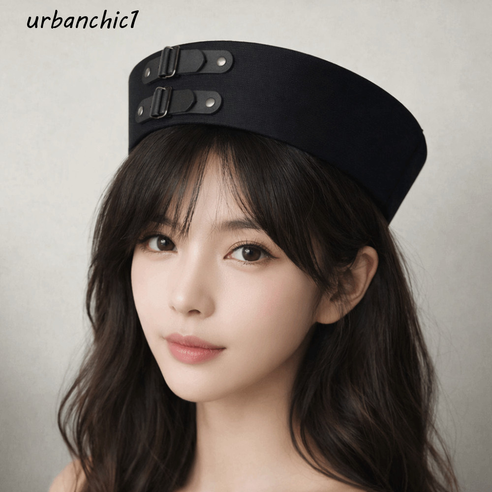 หมวกกะลาสี URBANCHIC กะบังหน้ายาว สายปรับได้PU สไตล์อเนกประสงค์ สำหรับวัยรุ่นและทะเล