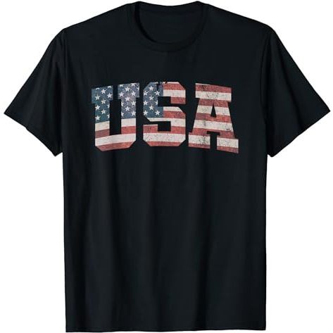 USA US Flag Patriotic 4th of July America เสื้อยืด