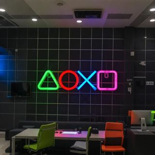 ไฟนีออน LED สัญลักษณ์ PlayStation สำหรับติดผนังห้องเกม สร้าง…