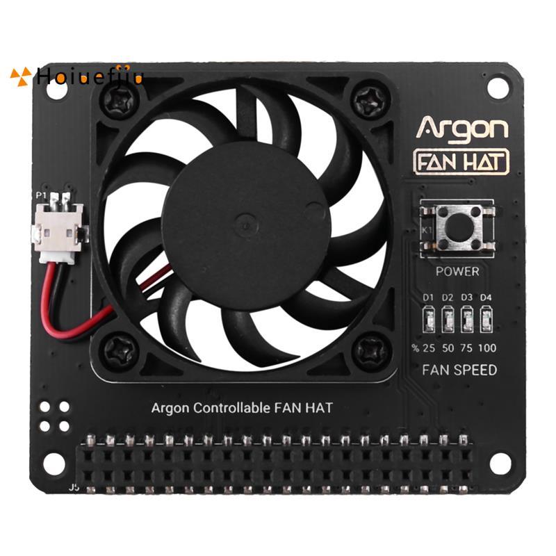 HouefjiuArgon Fan HAT สําหรับพัดลมระบายความร้อน 4/ 3 พร้อมซอฟต์แวร์ปรับความเร็ว / พัดลมขนาดใหญ่ 40 ม