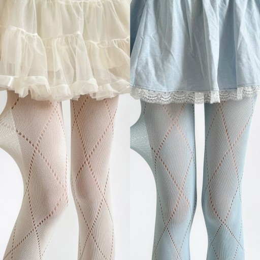 อินเทรนด์ Hollowout Argyle รูปแบบ Tights ถุงน่องกระชับสัดส่วนสําหรับผู้หญิง Elegant Multicolor ทึบแสงตาข่ายบาง Pantyhose Hosiery