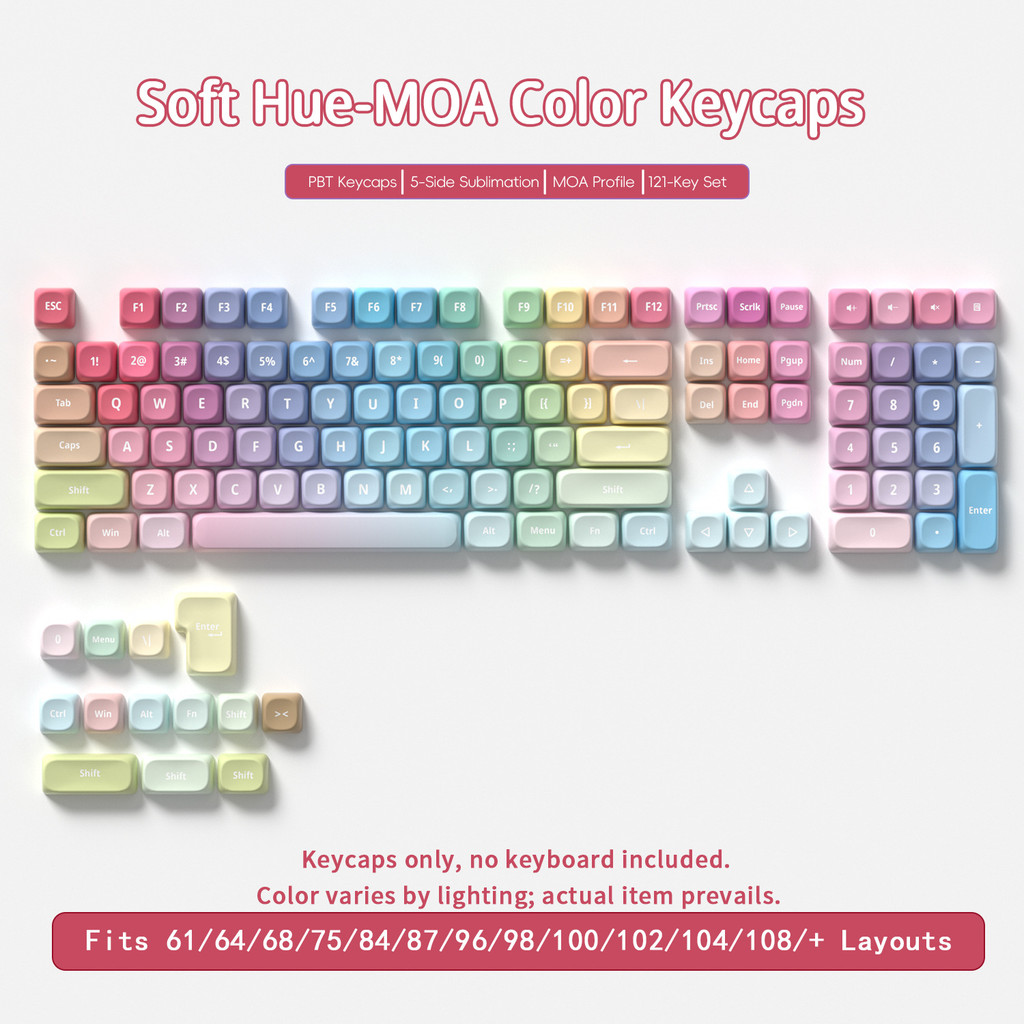 ชุดปุ่มกด PBT สี 121-คีย์ MOA รอบสูงน่ารักปรับให้เข้ากับ 60-108 พร้อมคีย์บอร์ดแบบกลไก ราคา ถูกที่สุด ดีลบีเคเค แกลเลอรีภาพที่ 9