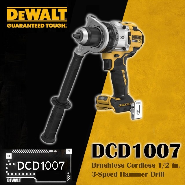 DeWALT DCD1007 สว่านกระแทกไร้สาย 3 speed (เครื่องเปล่า) DCD1007N