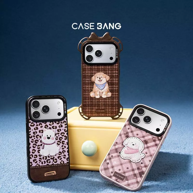 CASEBANG Winter Puppy ด้านหลังแม่เหล็กแบบถอดเปลี่ยนได้ กันกระแทก เข้ากันได้กับ iPhone รุ่น 13,14,15,16,17