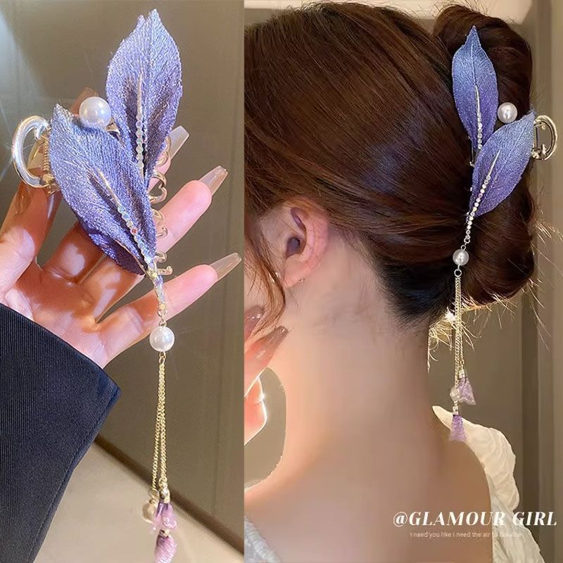 Kirin Grocery Store กิ๊บติดผมลายดอกไม้มุกสีม่วงแฟชั่นกิ๊บติดผมสดขนาดเล็ก Elegant All-Match Mori เครื