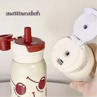 （COD）สแตนเลส316 แก้วเก็บความเย็น แก้วเก็บอุณหภูมิ 620ml ขวดน้ํา ลายน่ารัก พร้อมหลอด มีหูหิ้ว