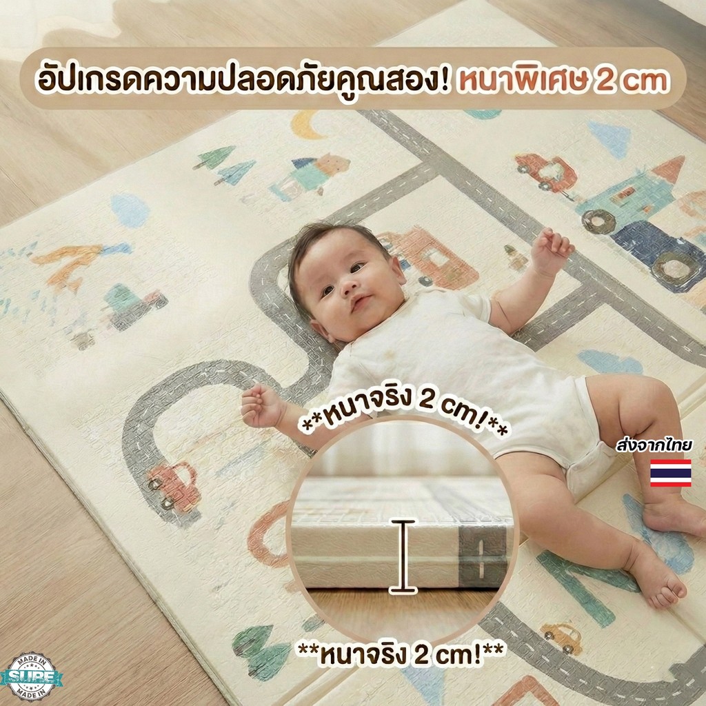เสื่อรองคลาน XPE สำหรับเด็ก หนา นุ่ม พับได้ พิมพ์ลาย 2 ด้าน เหมาะใช้ในบ้าน ปลอดสารอันตราย