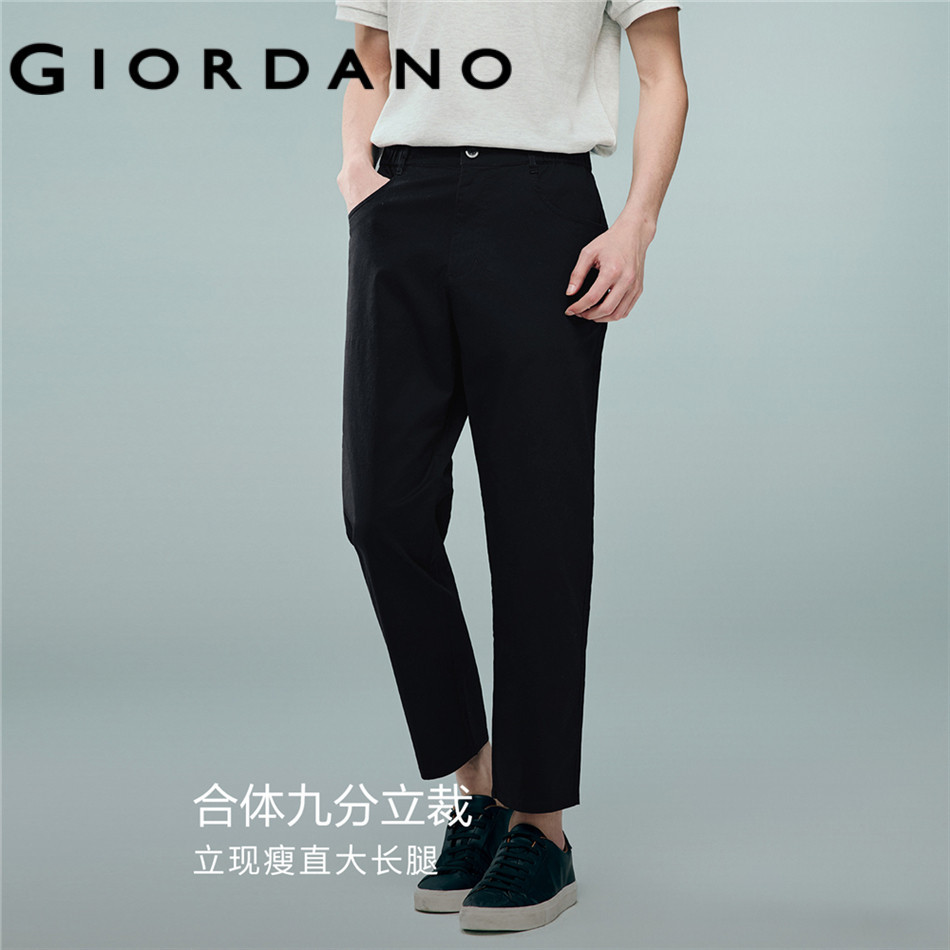 GIORDANO MEN Half elastic waist ankle length pants 13126331