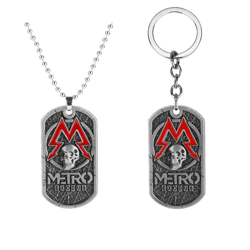 ยุโรปอเมริกันเกม Mercandise Metro Exodus Metro Exodus Skull โลโก้สร้อยคอพวงกุญแจจี้ 0118hw
