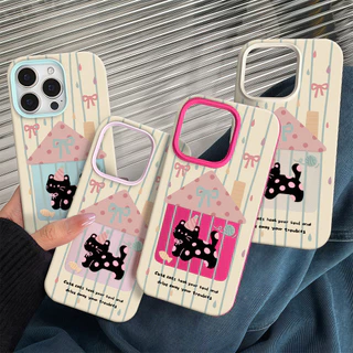 แมวโบว์ผีเสื้อ Silicone TPU เคสไอโฟน For iPhone 11 17 16 15 12 13 14 15 Pro Max 13 14 12 XR X XS Max 7 8 Plus เคสมือถือ