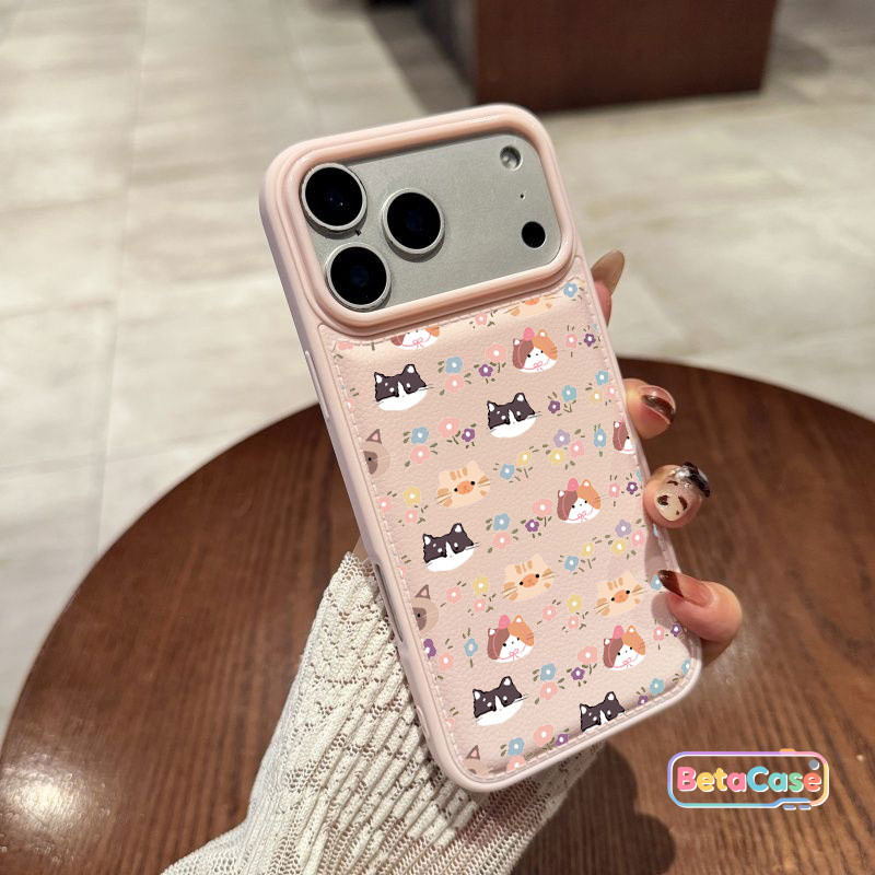 เคสโทรศัพท์ไอโฟน ลายแมวหลากสีกับดอกไม้ การ์ตูนน่ารัก มีความสนุกสนาน for iPhone 17 16 15 14 13 12 11 17ProMax 16Plus