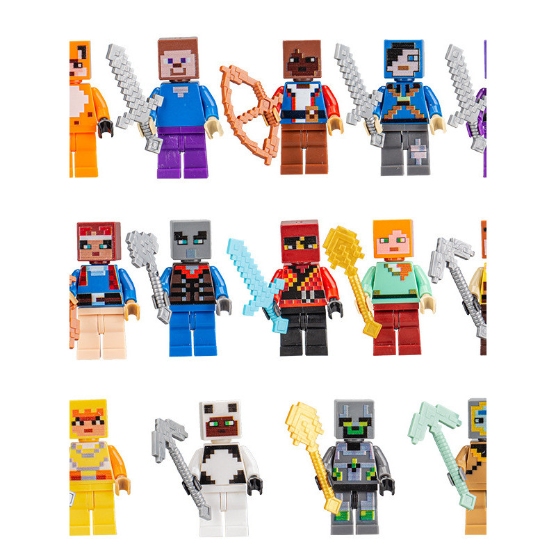 minecraft minecraft toy Minecraft ตุ๊กตาชุด Steve เพชร Axe HIM สัตว์ Entity 303 พร้อมประกอบอาคารบล็อ