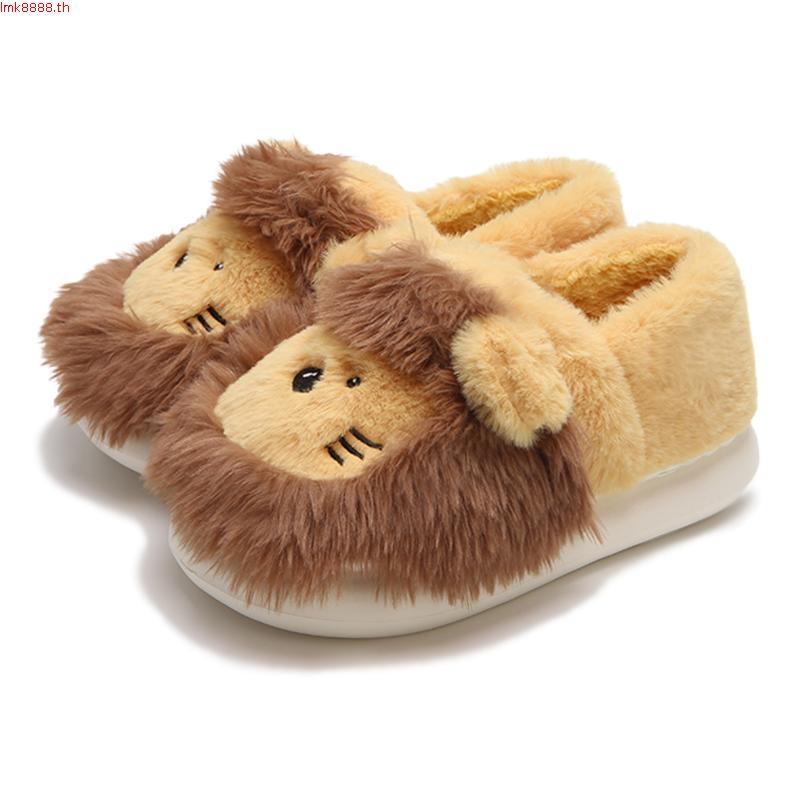XIXITIAO รองเท้าแตะผ้าฝ้าย สําหรับผู้ชายและผู้หญิงสะดวกสบายตุ๊กตาห้องนอนฤดูหนาวที่อบอุ่นและน่ารักการ