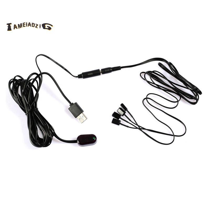 [คุณภาพ T]IR Extender 1 PC IR Receiver + 4 PC IR Emitter Emitters Repeater Kit อินฟราเรดระยะไกล USB 
